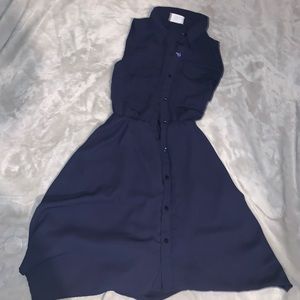 Sleeveless Navy Button Down Dress